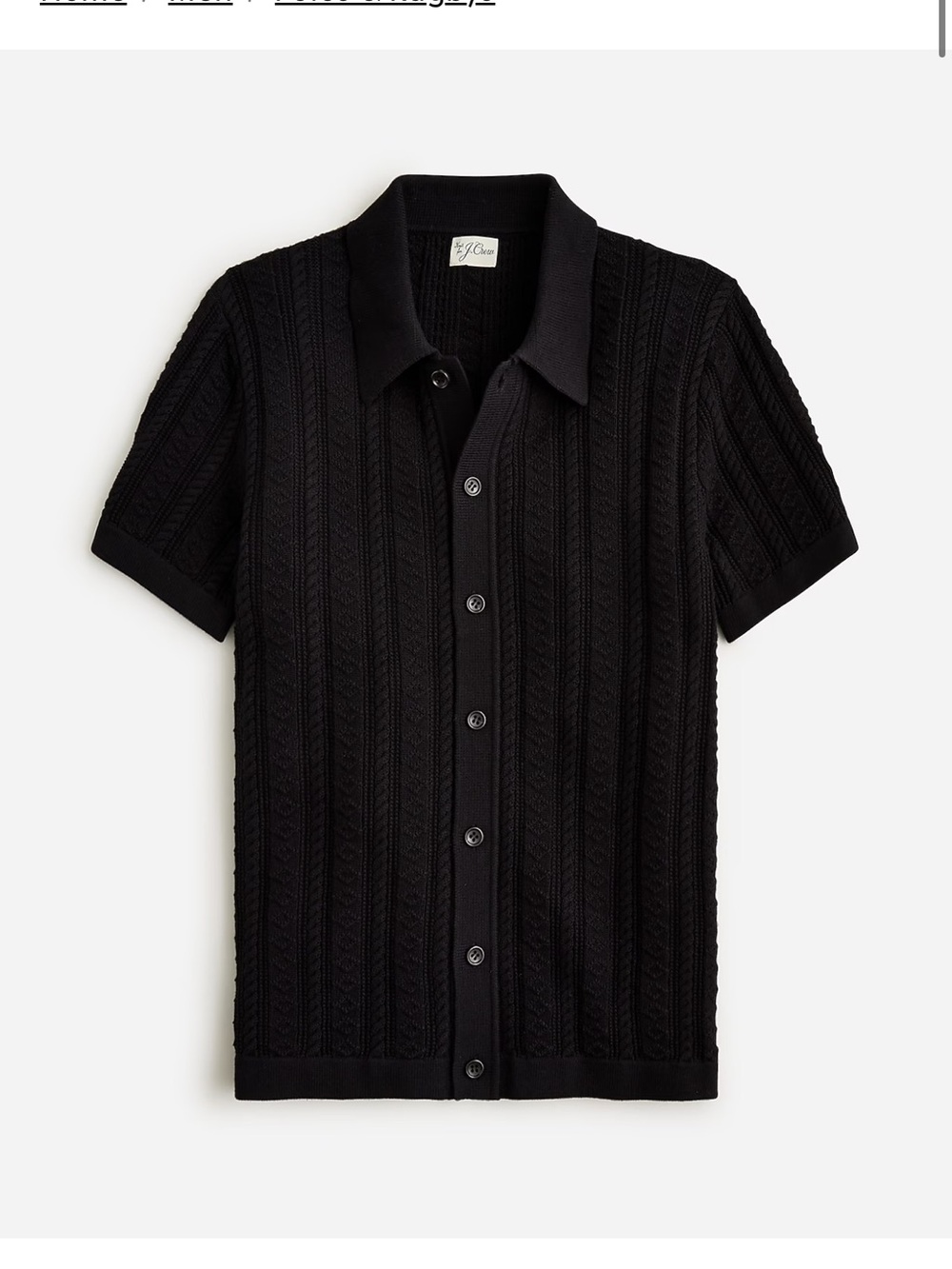 J. Crew Black Short-Sleeve Button-Front Knit Polo